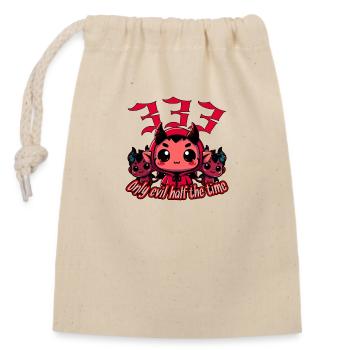 Chibi Devil - 333 Only evil half the time - Closable cotton gift bag (14x20cm) - nature - Front