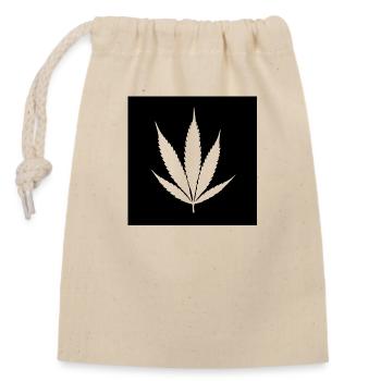 Cannabis leaf black classic - Closable cotton gift bag (14x20cm) - nature - Front