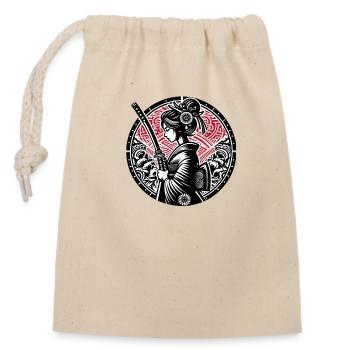Samurai Girl - Closable cotton gift bag (14x20cm) - nature - Front