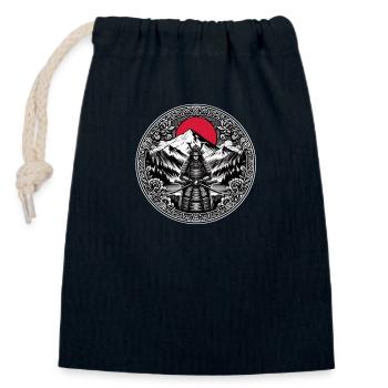 Japanese Samurai Warrior - Closable cotton gift bag (14x20cm) - navy - Front