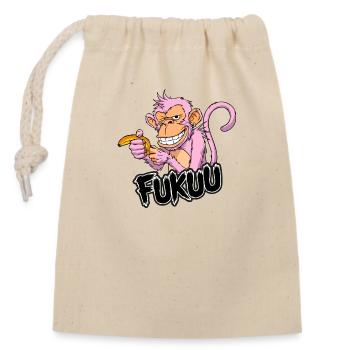 FukUU Monkey - Closable cotton gift bag (14x20cm) - nature - Front
