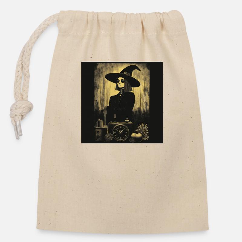 Halloween Witch - Closable cotton gift bag (14x20cm) - nature