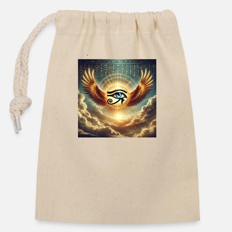 Auge des Horus - Verschließbarer Geschenkbeutel aus Baumwolle (14x20cm) - Natur