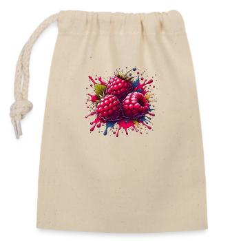 Himbeeren-Farbexplosion - Verschließbarer Geschenkbeutel aus Baumwolle (14x20cm) - Natur - Vorne