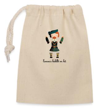ÉCOSSAIS HABILLÉ EN KIT ! (kilt) - Sac cadeau en coton avec cordon (14 x 20 cm) - nature - Devant