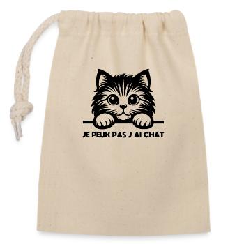 je peux pas j ai CHAT - Sac cadeau en coton avec cordon (14 x 20 cm) - nature - Devant