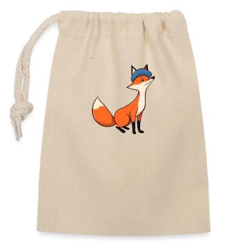Vibrant Cartoon Fox Standing with Blue Bandana - Closable cotton gift bag (14x20cm) - nature - Front