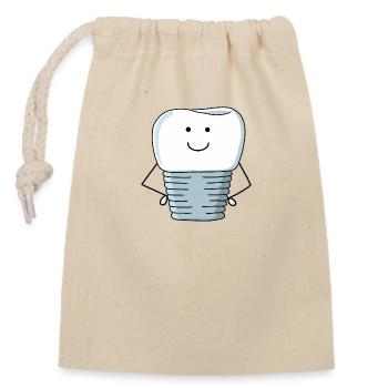 Couronne implantaire - Sac cadeau en coton avec cordon (14 x 20 cm) - nature - Devant