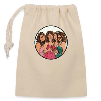 Profitez de moments heureux avec vos amis - Sac cadeau en coton avec cordon (14 x 20 cm) - nature - Devant