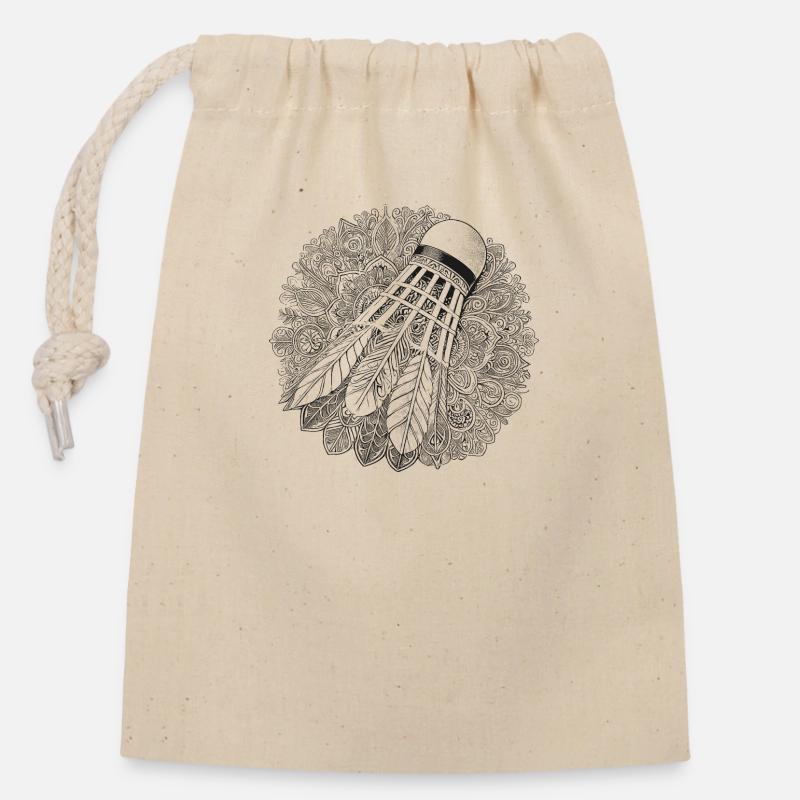 Badminton - Verschließbarer Geschenkbeutel aus Baumwolle (14x20cm) - Natur