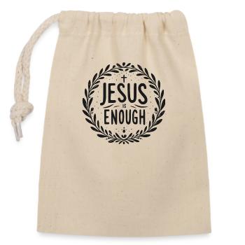 Jesus is Enough - Closable cotton gift bag (14x20cm) - nature - Front