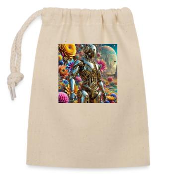 Hippieroboter - Verschließbarer Geschenkbeutel aus Baumwolle (14x20cm) - Natur - Vorne