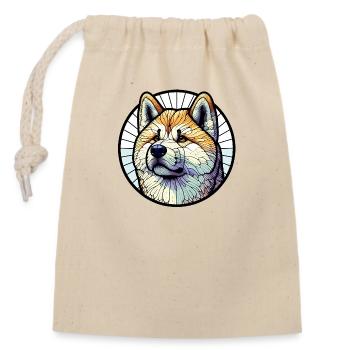 Akita Inu - Closable cotton gift bag (14x20cm) - nature - Front