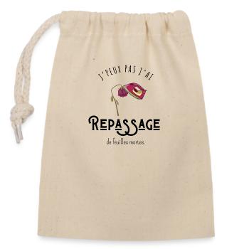 J’peux pas j’ai repassage des feuilles mortes - Sac cadeau en coton avec cordon (14 x 20 cm) - nature - Devant