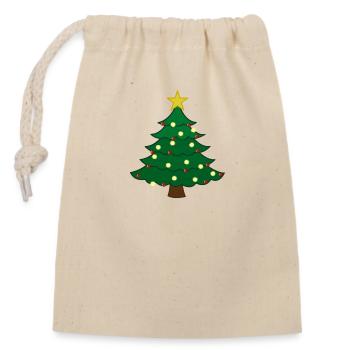 Joyeux sapin de Noël - Sac cadeau en coton avec cordon (14 x 20 cm) - nature - Devant