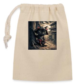 The Samurai Cat - A Journey of the little warrior - Closable cotton gift bag (14x20cm) - nature - Front