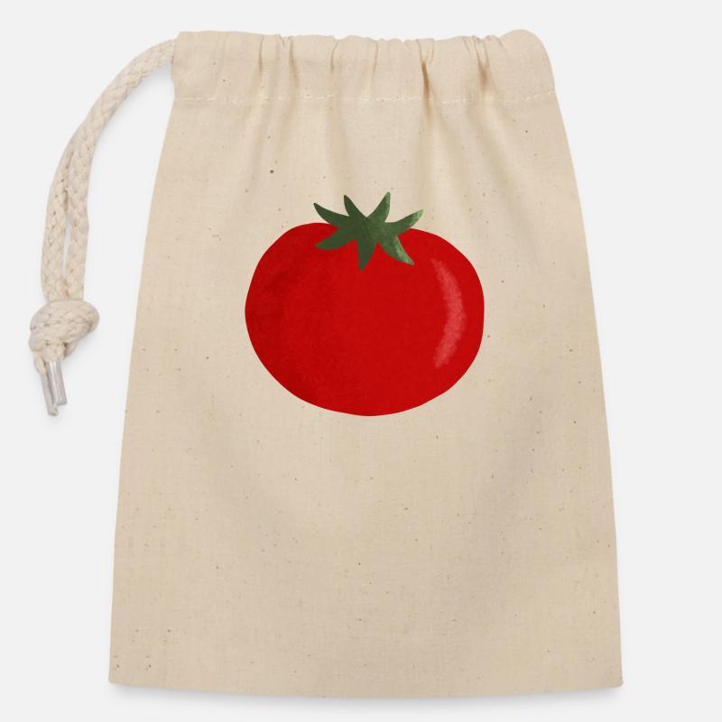 tomato - Closable cotton gift bag (14x20cm) - nature