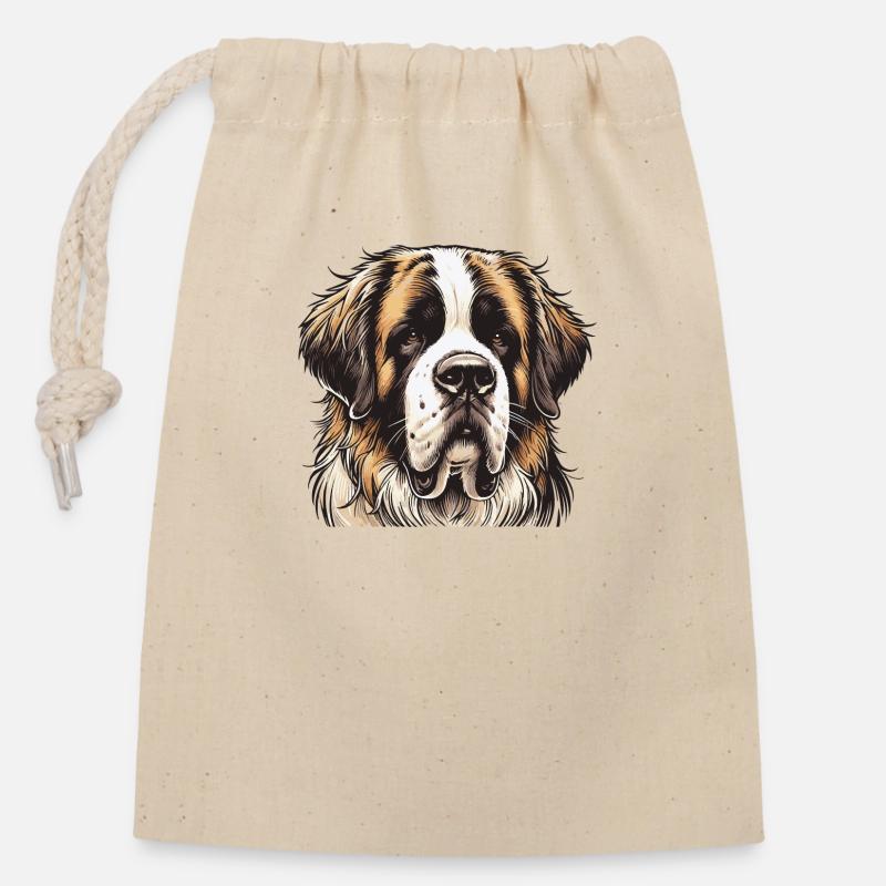 Saint Bernard - Closable cotton gift bag (14x20cm) - nature