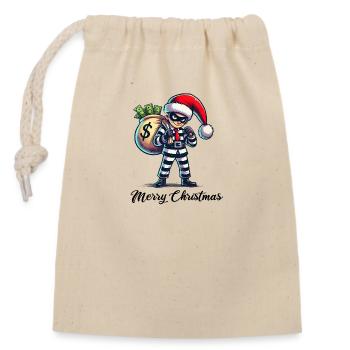 Robber Christmas - Closable cotton gift bag (14x20cm) - nature - Front