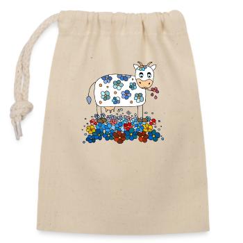 Vache - Sac cadeau en coton avec cordon (14 x 20 cm) - nature - Devant