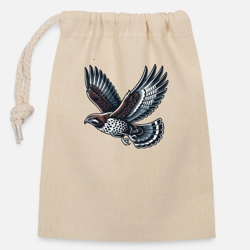 Buzzard - Closable cotton gift bag (14x20cm) - nature