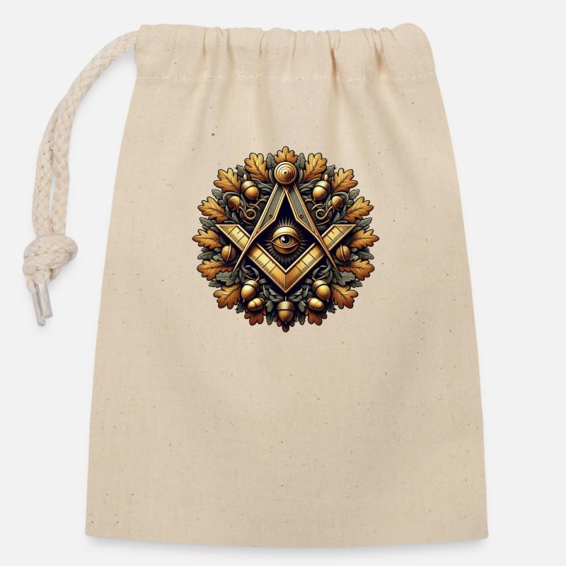 Masonic Logo - Closable cotton gift bag (14x20cm) - nature
