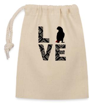 African Grey Parrot Love - Closable cotton gift bag (14x20cm) - nature - Front