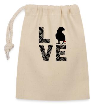 African Grey Parrot Love - Closable cotton gift bag (14x20cm) - nature - Front