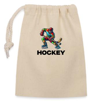 joueurs de hockey - Sac cadeau en coton avec cordon (14 x 20 cm) - nature - Devant