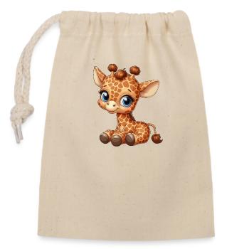 Girafe jeune - Sac cadeau en coton avec cordon (14 x 20 cm) - nature - Devant