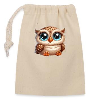 Hibou - Sac cadeau en coton avec cordon (14 x 20 cm) - nature - Devant