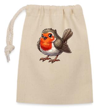 Robin - Closable cotton gift bag (14x20cm) - nature - Front