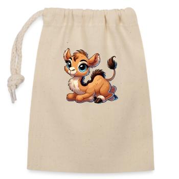 Chameau jeune - Sac cadeau en coton avec cordon (14 x 20 cm) - nature - Devant