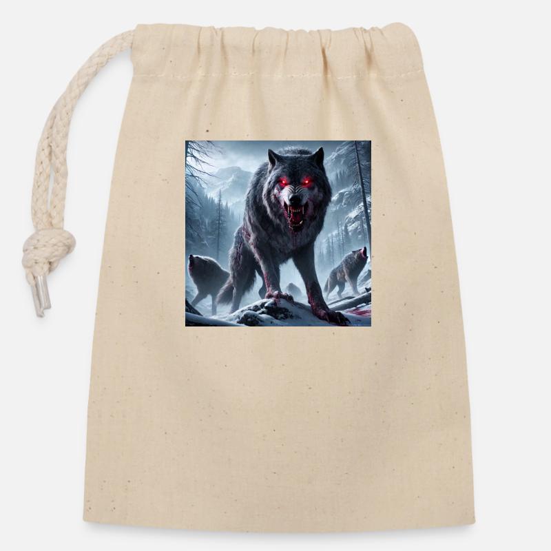PRIMAL WOLF - Closable cotton gift bag (14x20cm) - nature