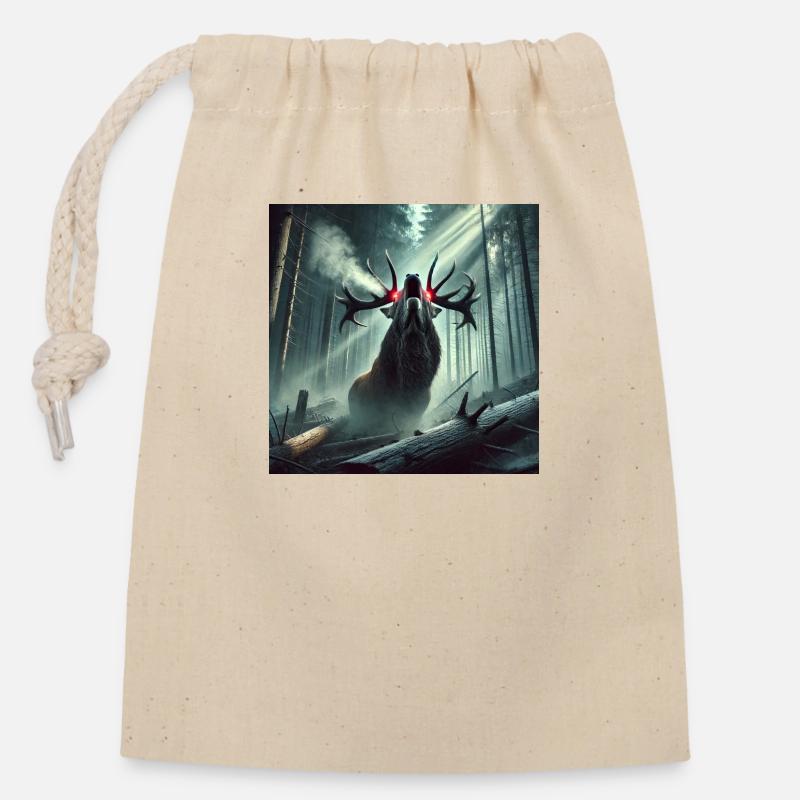 PRIMAL CERF - Sac cadeau en coton avec cordon (14 x 20 cm) - nature