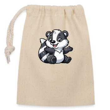 Waschbär Kind - Verschließbarer Geschenkbeutel aus Baumwolle (14x20cm) - Natur - Vorne