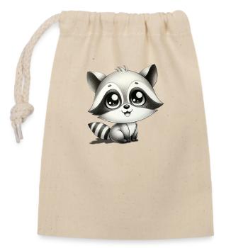 raton laveur - Sac cadeau en coton avec cordon (14 x 20 cm) - nature - Devant