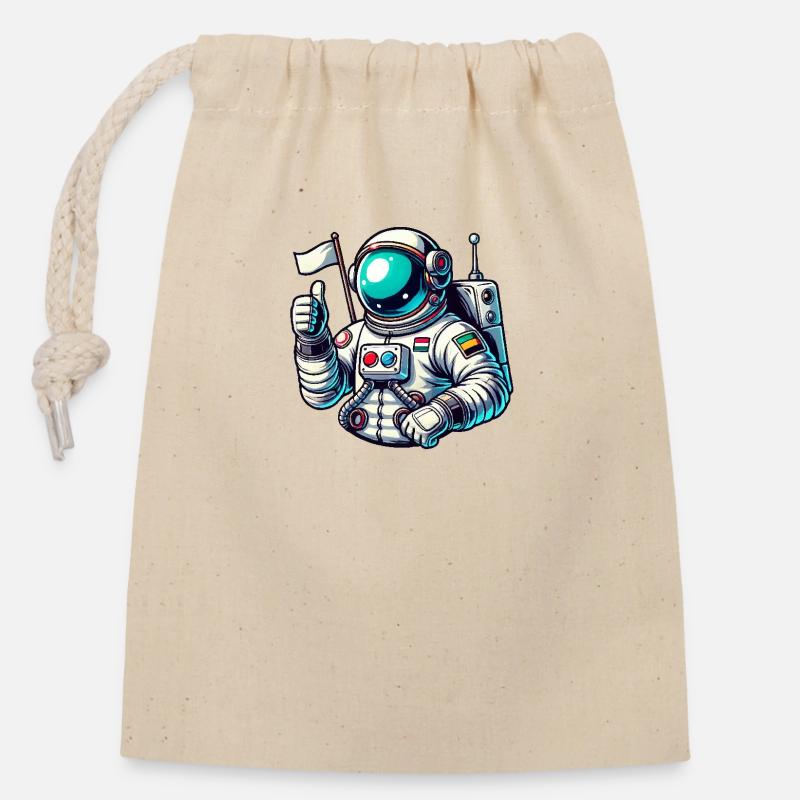 Astronaut Comic - Verschließbarer Geschenkbeutel aus Baumwolle (14x20cm) - Natur