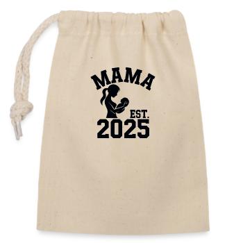 Mom est. 2025 / New Mom / Pregnant - Closable cotton gift bag (14x20cm) - nature - Front
