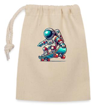 Planche à roulettes astronaute - Sac cadeau en coton avec cordon (14 x 20 cm) - nature - Devant