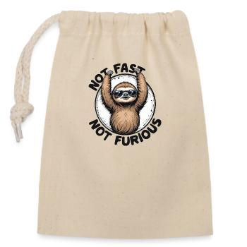 Sloth - not fast not furious 0043429 - Closable cotton gift bag (14x20cm) - nature - Front