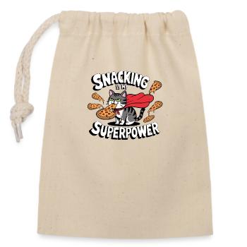 Snacking is my Superpower - Verschließbarer Geschenkbeutel aus Baumwolle (14x20cm) - Natur - Vorne