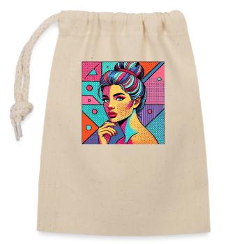 Portrait coloré dans le style pop art - Sac cadeau en coton avec cordon (14 x 20 cm) - nature - Devant