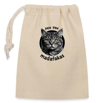 Pew Pew Cat 094239 - Closable cotton gift bag (14x20cm) - nature - Front
