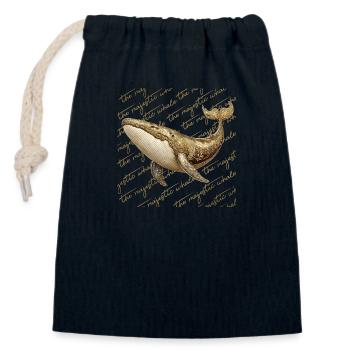 Baleine dorée - Sac cadeau en coton avec cordon (14 x 20 cm) - bleu marine - Devant