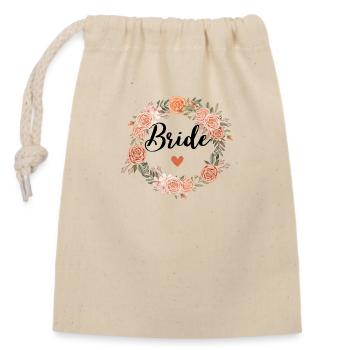 bride florale watercolor - assorti - Sac cadeau en coton avec cordon (14 x 20 cm) - nature - Devant