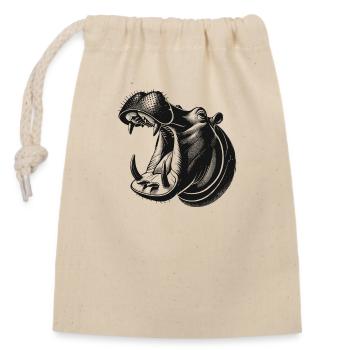Hippopotamus - Closable cotton gift bag (14x20cm) - nature - Front