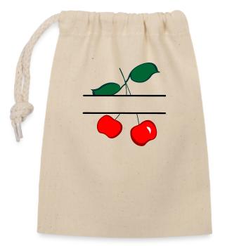 Cherry banner - Closable cotton gift bag (14x20cm) - nature - Front