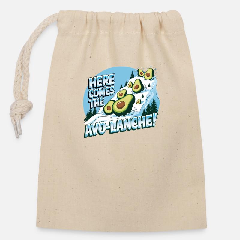 Here comes the Avo-Lanche - Closable cotton gift bag (14x20cm) - nature
