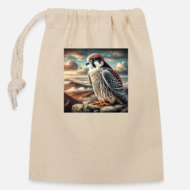 Faucon - Sac cadeau en coton avec cordon (14 x 20 cm) - nature